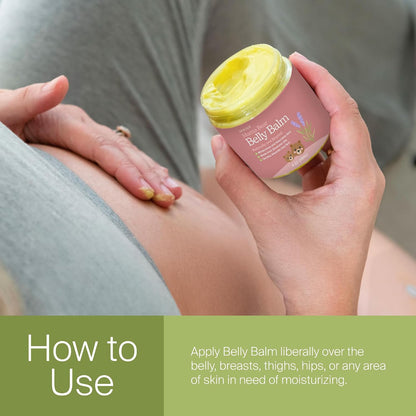 SPRIGS Belly Balm, 4 oz | Natural Moisturizing Cream for Pregnancy & Postpartum | Nourishing Body Butter for Dry Skin | Non-Greasy & Made with Relaxing Lavender Essential Oils & Soothing Cocoa Butter