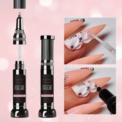 Makartt Nail Rhinestone Glue Gel, Upgrade Gel Nail Glue with Brush & Pen Tip Super Strong