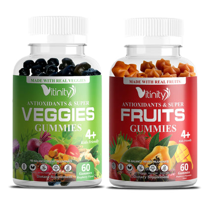 VITINITY Made with Real Fruit-Real Veggie Gummies-Superfood Vegetable Vitamin Sup
