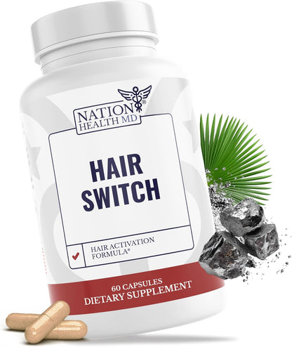 Hair Switch | Hair Growth Supplements for Men & Women | Thicker, Fuller-Looking Hair, DHT blocker, Saw Palmetto, Horsetail extract, Zinc, 30 Days Supply, 60 Capsules