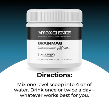 MYOXCIENCE Brain Mag | Magnesium L-Threonate Magtein & Magnesium Glycinate Powder (Unflavored) (60 Servings)