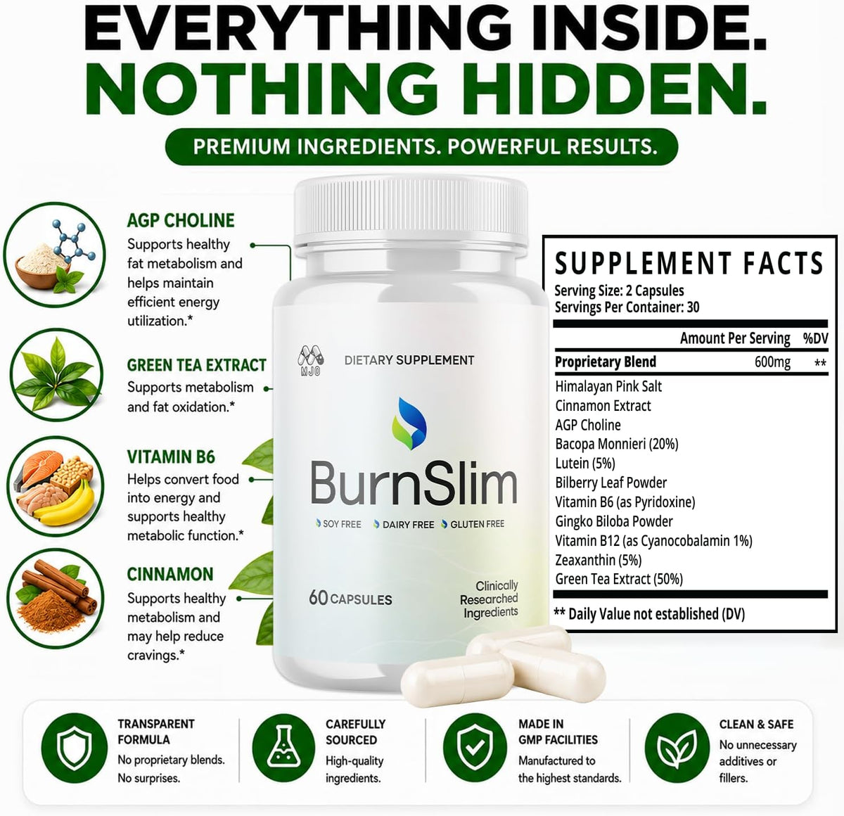 Burn Slim Capsules Weight Loss, Burn Slim Weight Loss 3-Pack, 180 Capsules