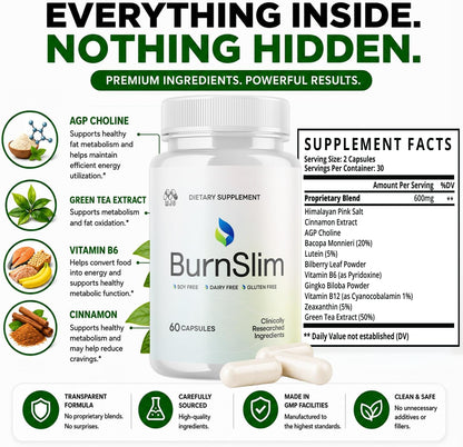 Burn Slim Capsules Weight Loss, Burn Slim Weight Loss 3-Pack, 180 Capsules