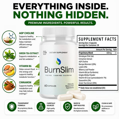 Burn Slim Capsules Weight Loss, Burn Slim Weight Loss 3-Pack, 180 Capsules