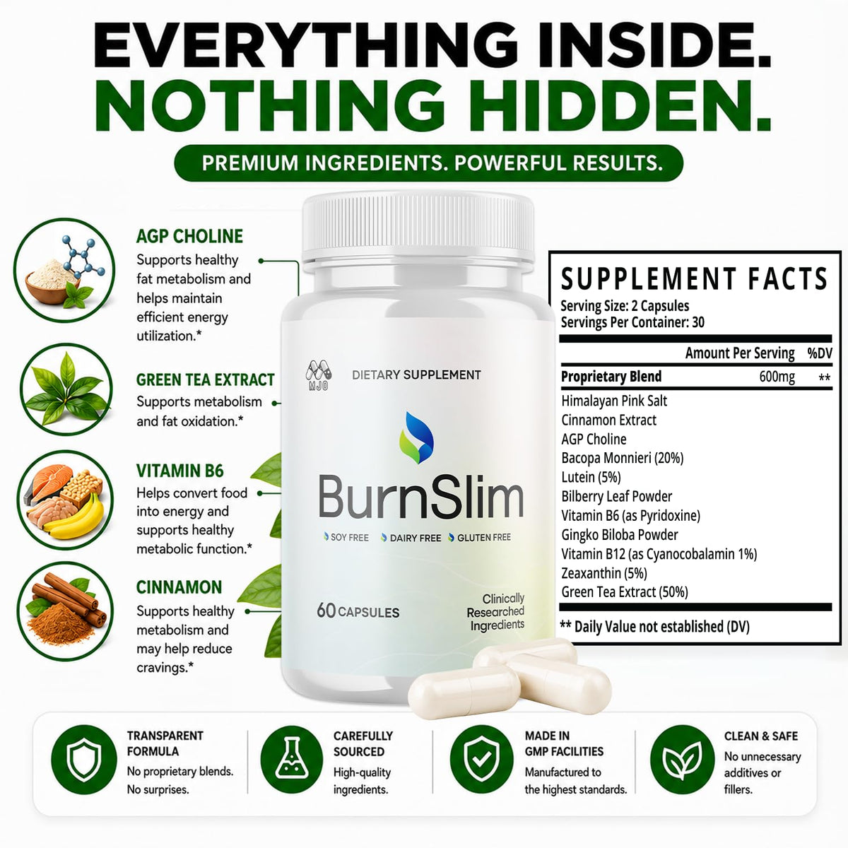 Burn Slim Capsules Weight Loss, Burn Slim Weight Loss 3-Pack, 180 Capsules