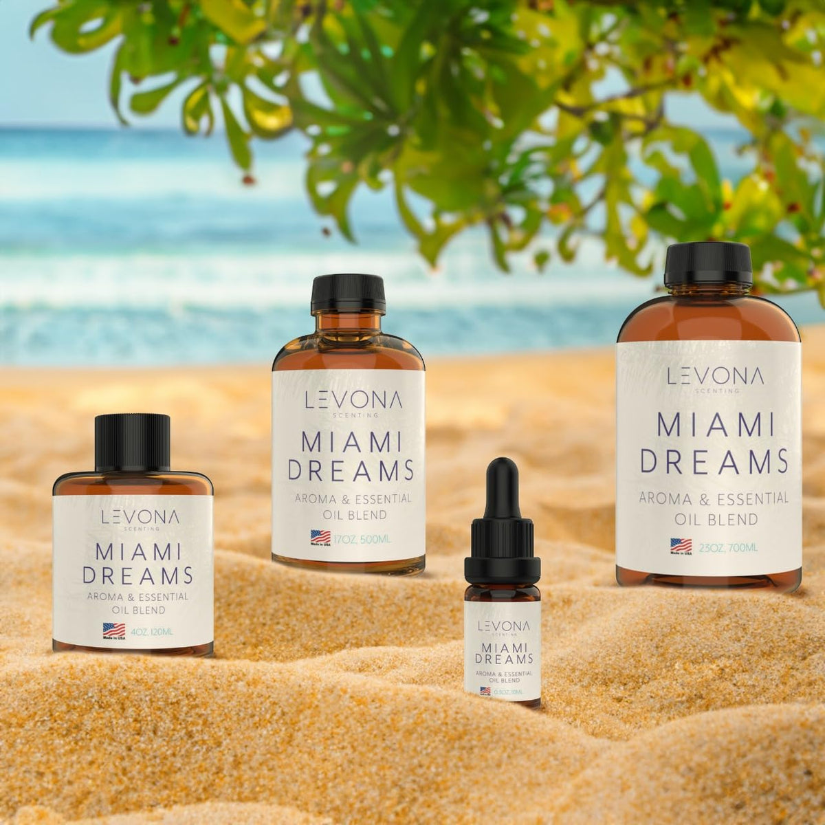 Levona Scent Essential Oils for Diffusers for Home: Miami Dreams Hotel & Home Luxury Scents Fragrance Oil