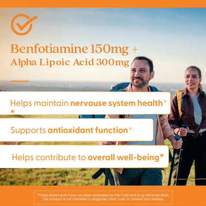 Doctor's Best Benfotiamine + Alpha Lipoic Acid (ALA) Nutritional Supplement - Support for Glycemic Balance & Metabolic Response, Benfotiamine 150 mg & Alpha-Lipoic Acid 300 mg Capsules - 60 Veg Caps