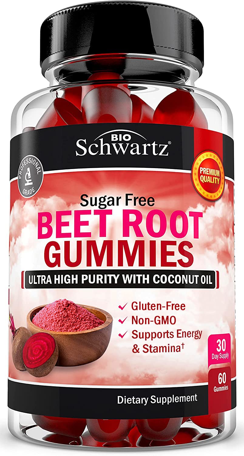 Sugar Free Beet Root Gummies - Strawberry Flavor, 120 Count
