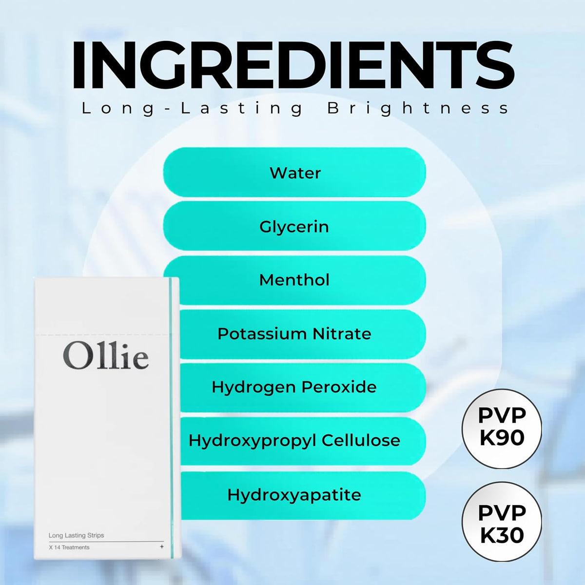 Ollie Transformation Kit Whitening Strips with Hydroxyapatite, 28 Count