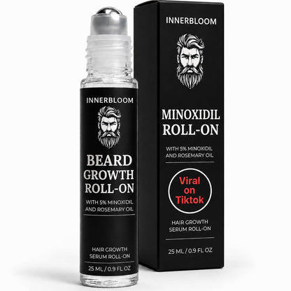 Innerbloom Minoxidil 5% Beard Growth Roll-On, Beard Growth Roller with Rosemary Oil Ultra Portable Mustache Growth