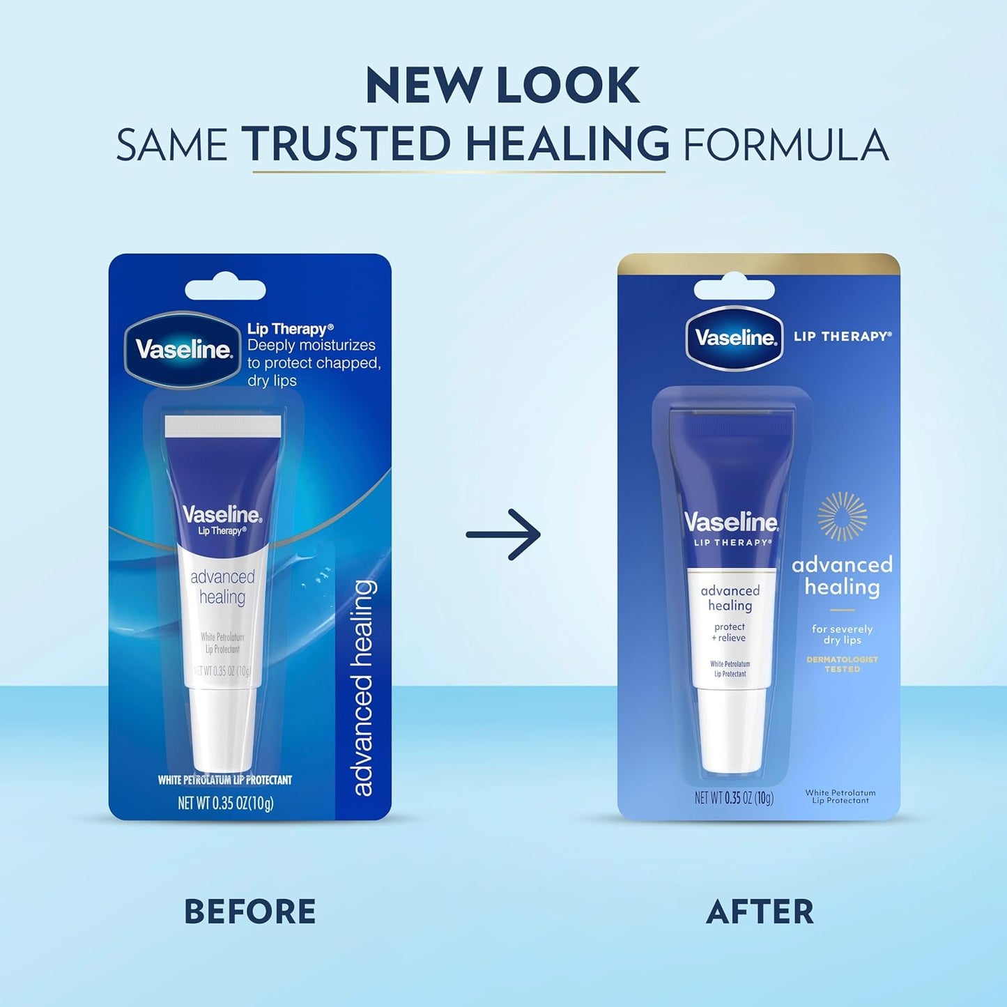 Vaseline Lip Therapy Advanced Healing 3-Pack – White Petroleum Moisturizing Lip Balm for Extremely Dry Lips, 0.35 Oz Ea