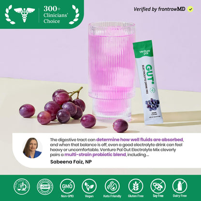 Venture Pal Sugar Free Hydration Packets + Gut Health Electrolytes Powder | Liquid Daily IV with 7 Electrolytes, 5 Vitamins, Probiotics & Fiber for Dehydration Relief and Gut Health Support