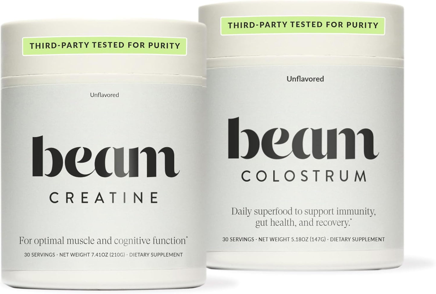 BEAM Creatine + Colostrum Bundle – Micronized Creatine Monohydrate for Strength, Power & Recovery with Grass-Fed Bovine Colostrum for Immune, Gut Health & Muscle Support – Third-Party Tested