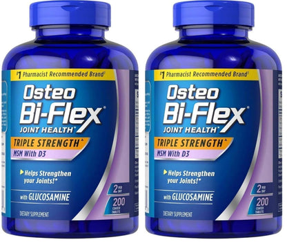 Osteo Bi-Flex Triple Strength Glucosamine 1500 mg, MSM 1500 mg with Vitamin D3 1000 UI Tablets, 200 Count (Pack of 1)