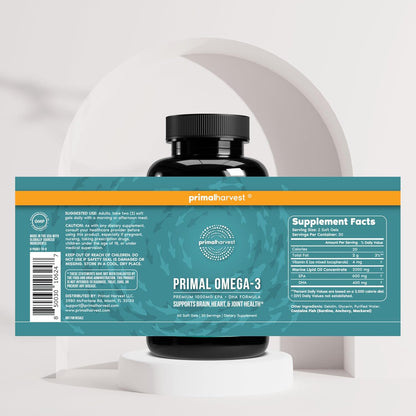 Primal Harvest Mind Fuel & Omega 3 Supplements for Women and Men Fish Oil Capsules and Mind Fuel Brain Booster Pills Bundle