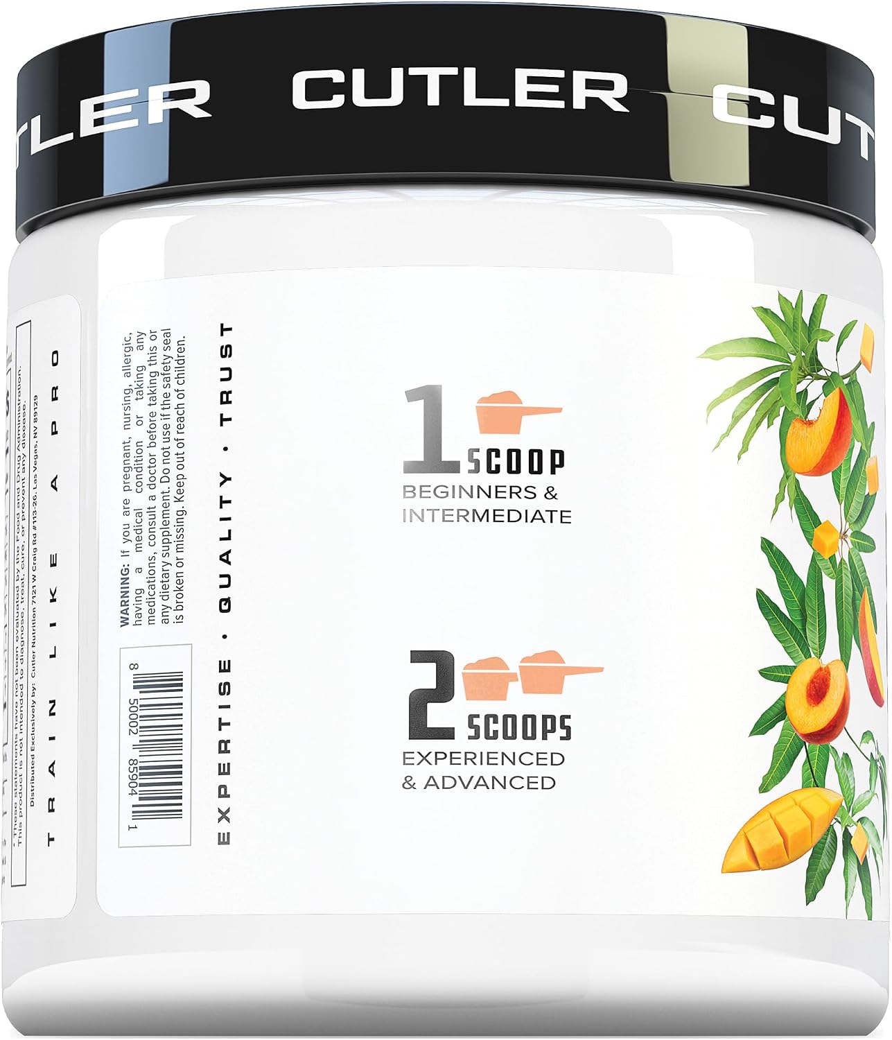 Cutler Nutrition Amplify 2.0 Caffeine-Free Nitric Oxide Pump Pre-Workout | Peach Mango, 40 Servings | With L-Citrulline, NO3-T Arginine and Electrolytes for Muscle Pumps, Hydration and Performance
