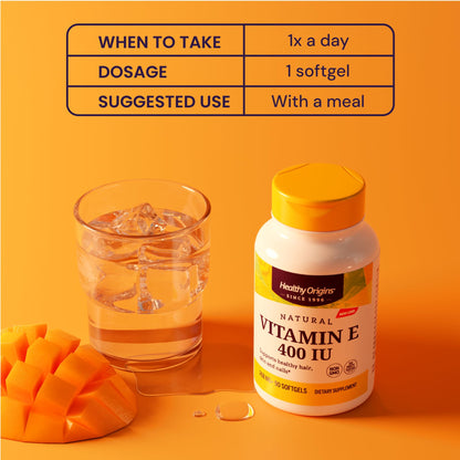 Healthy Origins Vitamin E 400 IU, Natural Mixed Tocopherols, 90 Softgels