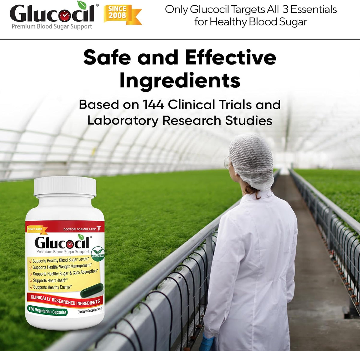 Glucocil – Vegetarian Capsules - Premium Blood Sugar Support - Supports the 3 Essentials for Healthy Blood Sugar - with Berberine, Proprietary Mulberry Leaf, and More
