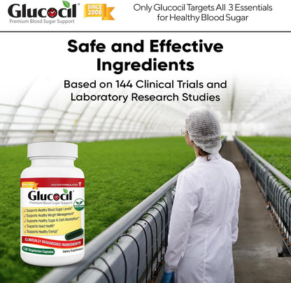 Glucocil – Vegetarian Capsules - Premium Blood Sugar Support - Supports the 3 Essentials for Healthy Blood Sugar - with Berberine, Proprietary Mulberry Leaf, and More