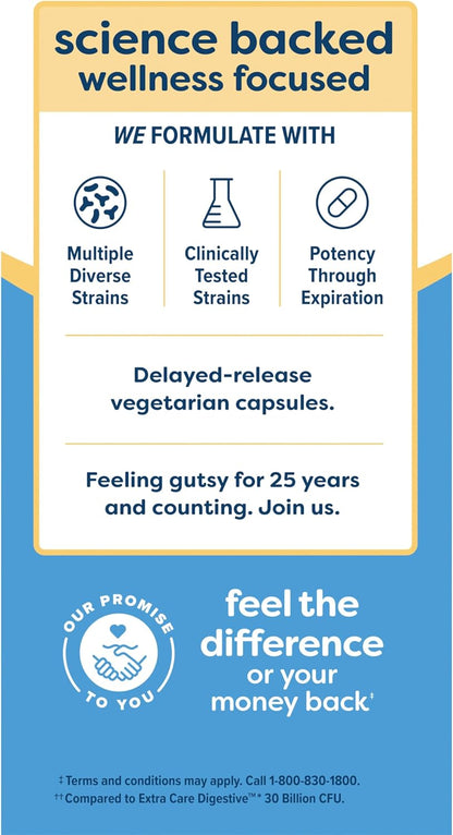 Renew Life Extra Care Digestive Probiotic 50 Billion CFU | 90 Vegetarian Capsules | Supports Digestive, Immune & Respiratory Health | Dairy, Soy and Gluten Free Supplement