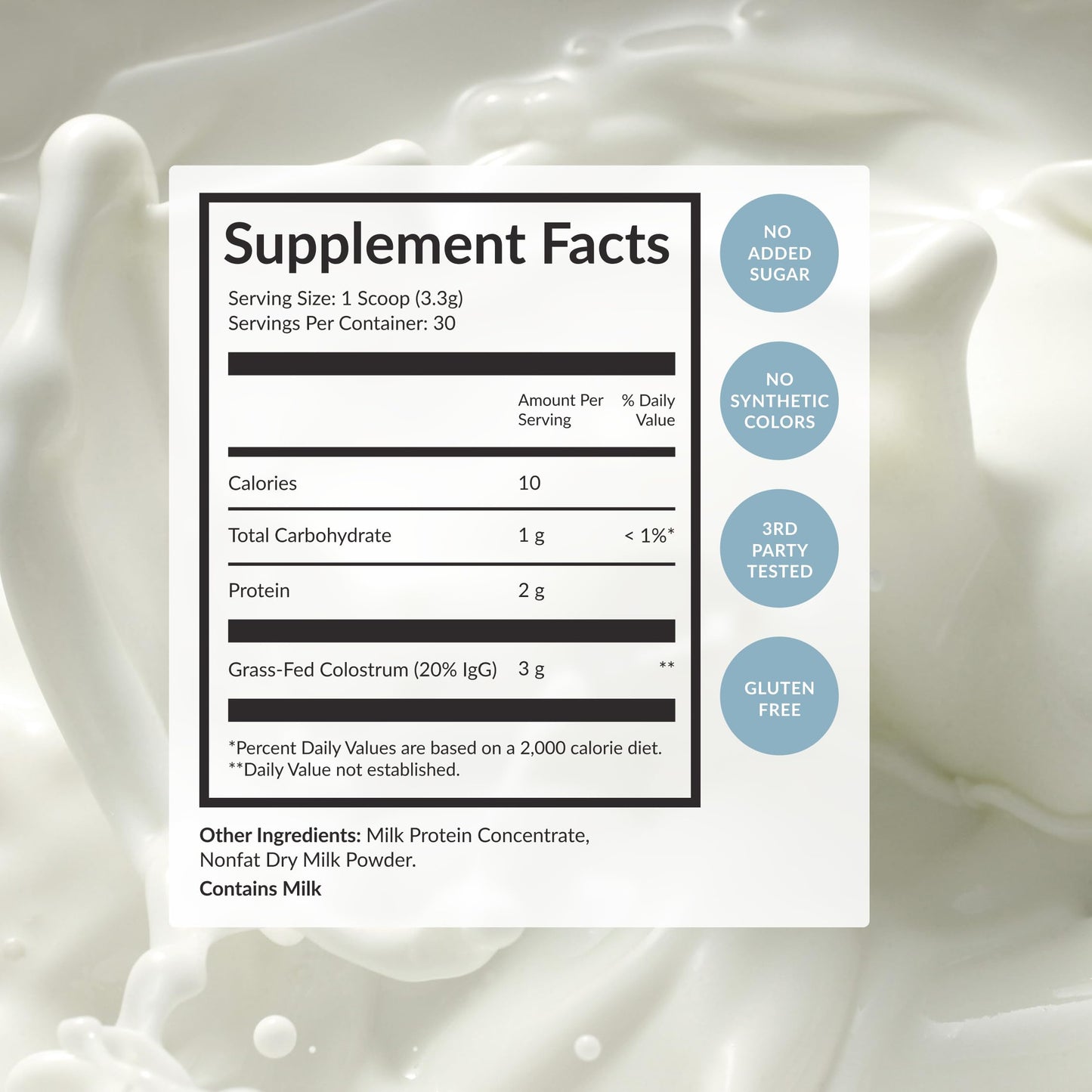 BEAM Unflavored Colostrum Powder I Grass-Fed Pure Whole Bovine Colostrum for Gut Health, Bloating & Immune Support I Non-GMO Recovery Supplement I 3g per Serving I Third-Party Tested I 30 Servings