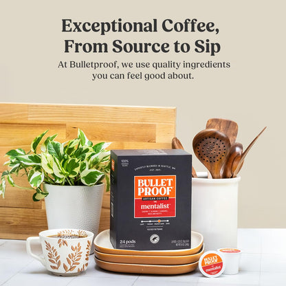 Bulletproof Original Medium-Roast Single-Serve Coffee Pods, 24 Count, 100% Arabica Beans, Clean Coffee Tested for Toxins