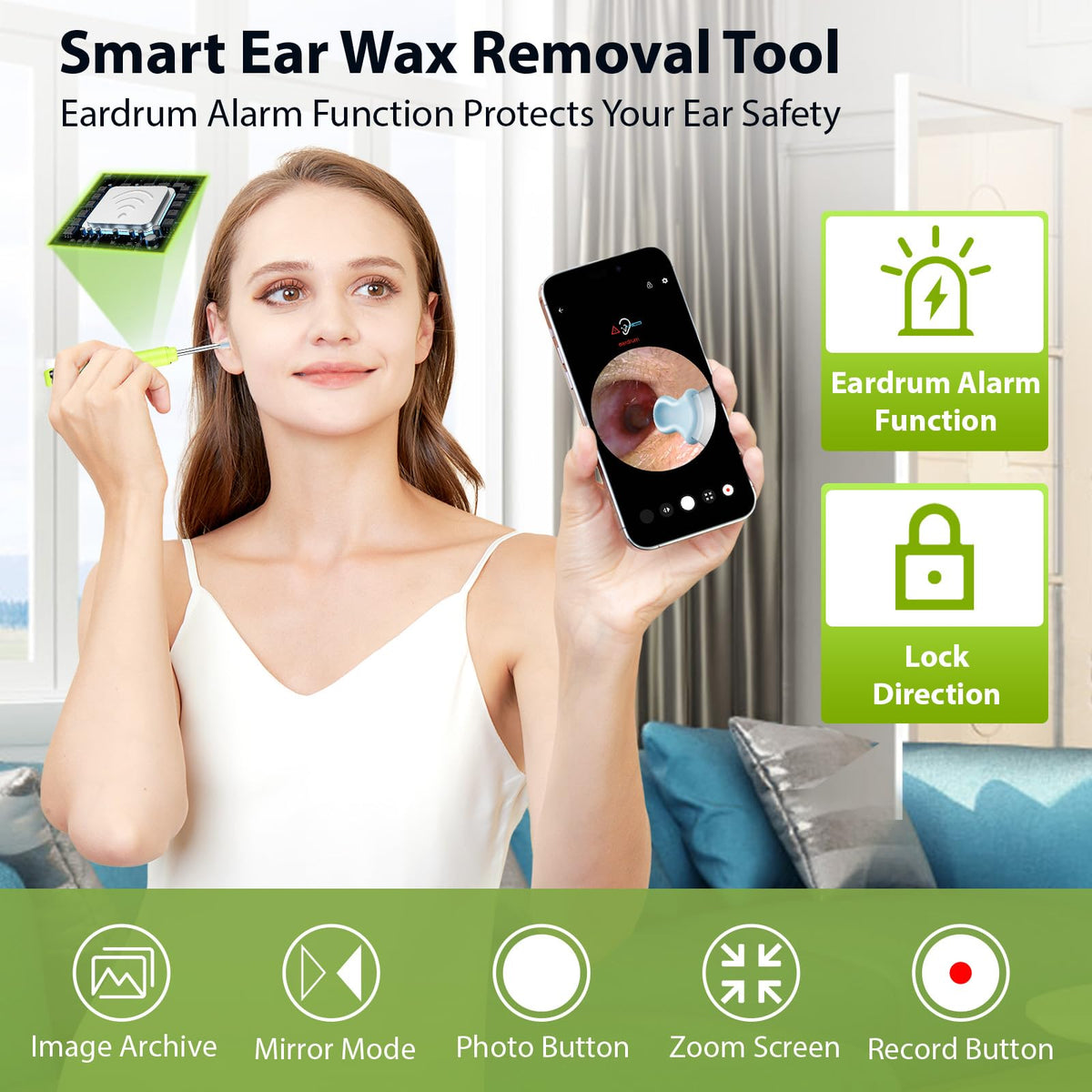 Ear Wax Removal Tool Camera, Ear Cleaner with Camera, Ear Cleaning Kit 1296P HD Ear