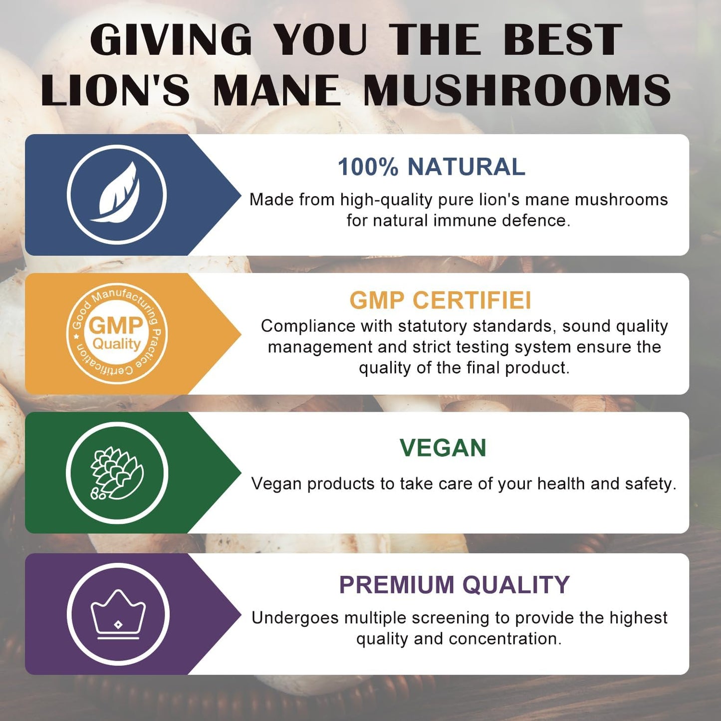 CANLIST Organic Mushroom Complex Capsules with Lion's Mane, Cordyceps, Reishi, Help for Cognitive Focus, Immune Support & Brain Health, Vegan, Non-GMO, 90 Capsules