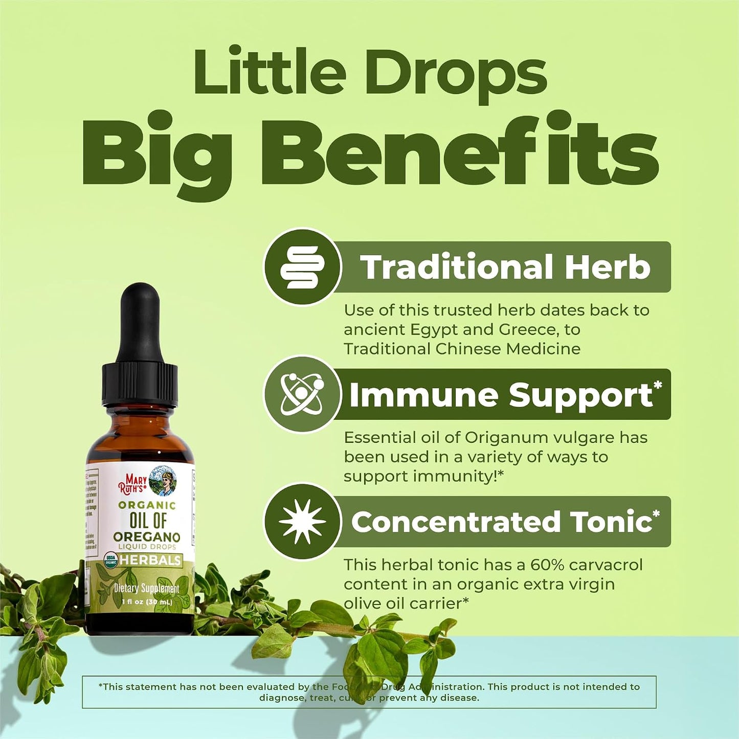 MaryRuth Organics Oregano Oil Drops | 6 Month Supply | USDA Organic Oil of Oregano Liquid | Herbal Blend for Immune Support | Digestive Health | Overall Health | Vegan | Sugar Free | Non-GMO | 1 Fl Oz