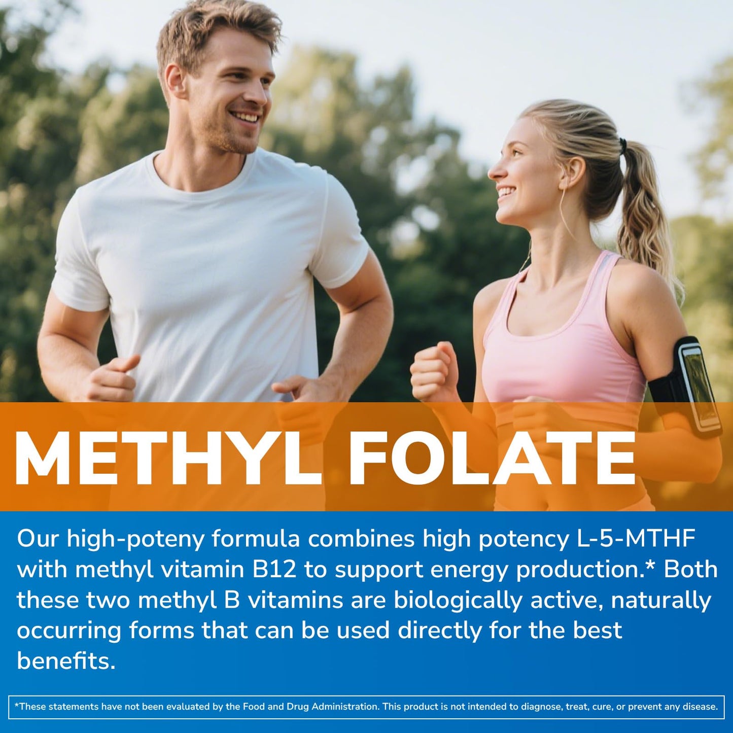 Vitalibre Methyl Folate 1000 mcg, L-5-MTHF with Methylcobalamin B12, Heart & Blood Health, Healthy Nervous System, Energy Support, Vegan, Bioactive Form, Best Absorption, 60 Capsules