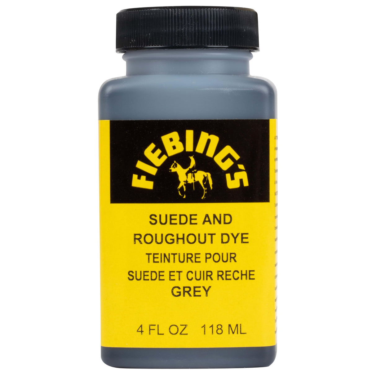 Fiebing's Black Suede Dye (4 oz) - Recolor, Brighten & Restore Suede & Roughout Leather Shoes, Furniture, Purse - Includes Wool Dauber for Easy Application - Flexible When Dry, Won't Crack or Peel