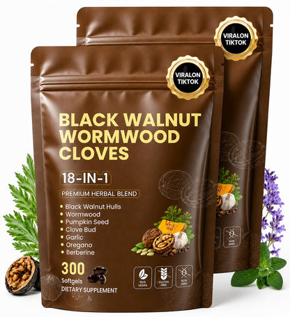 18-in-1 Wormwood Black Walnut Clove Herbal Cleanse Supplement |300 Softgels