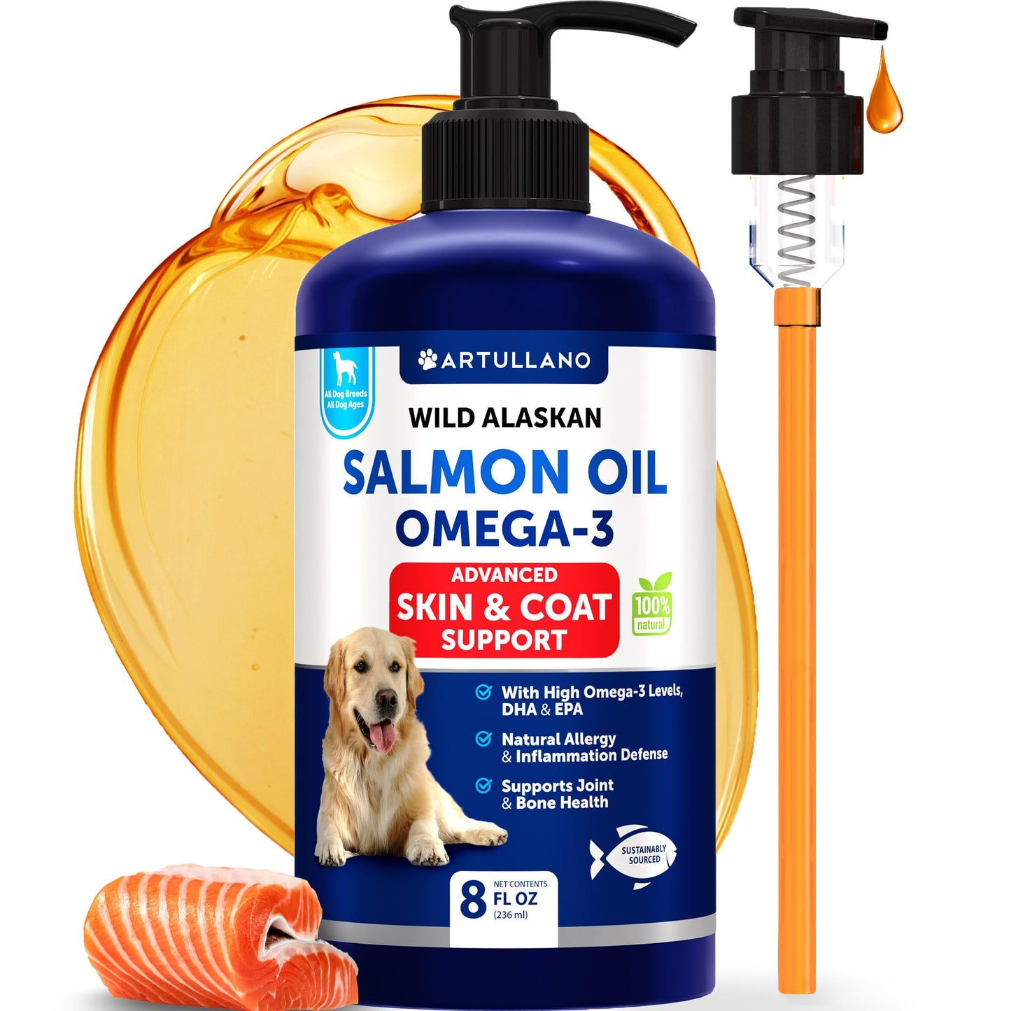 Omega 3 Fish Oil for Dogs - Dog Allergy Chews - Itch Relief & Skin and Coat Supplement with Salmon Oil - Hot Spots Treatment - Allergy & Anti Shedding Support - EPA & DHA Fatty Acids - 120 Treats