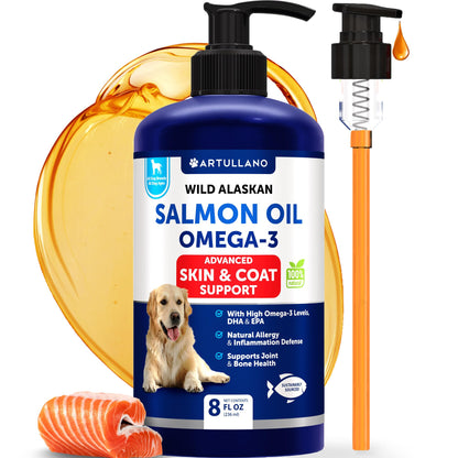 Omega 3 Fish Oil for Dogs - Dog Allergy Chews - Itch Relief & Skin and Coat Supplement with Salmon Oil - Hot Spots Treatment - Allergy & Anti Shedding Support - EPA & DHA Fatty Acids - 120 Treats