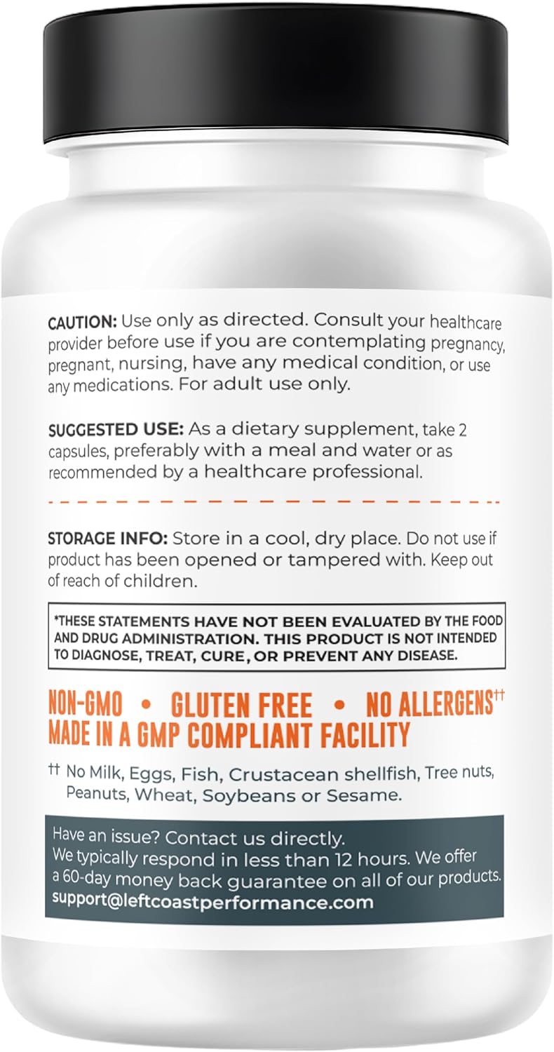 Left Coast Performance NMN Supplement 500mg for NAD+ Support – Nicotinamide Mononucleotide for Healthy Aging, Cellular Energy & Vitality – Third-Party Lab Tested, Non-GMO – 60 Capsules