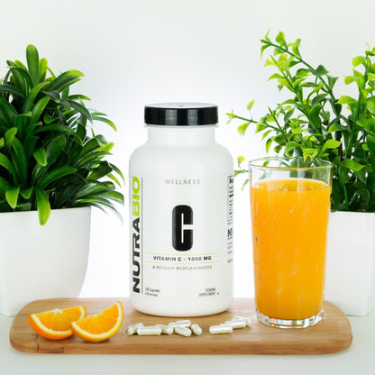 NutraBio Vitamin C with Rose Hips - Supports Healthy Bones, Teeth and Gums, Immune Function - No Fillers or Excipients - (120 Capsules, 1000mg of Vitamin C per Capsule)