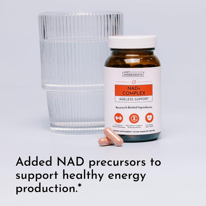 JUST INGREDIENTS NAD+ Supplement - Cellular Energy & Resveratrol Support - 60 Capsules