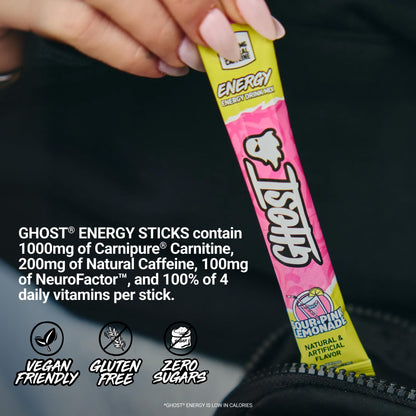 GHOST Sugar-Free Energy Drink Packets, Welch's Grape - 200mg of Natural Caffeine, Daily Vitamins & More, No Artificial Colors - Pre-Workout Energy Drink Mix - 24 On The Go Sticks