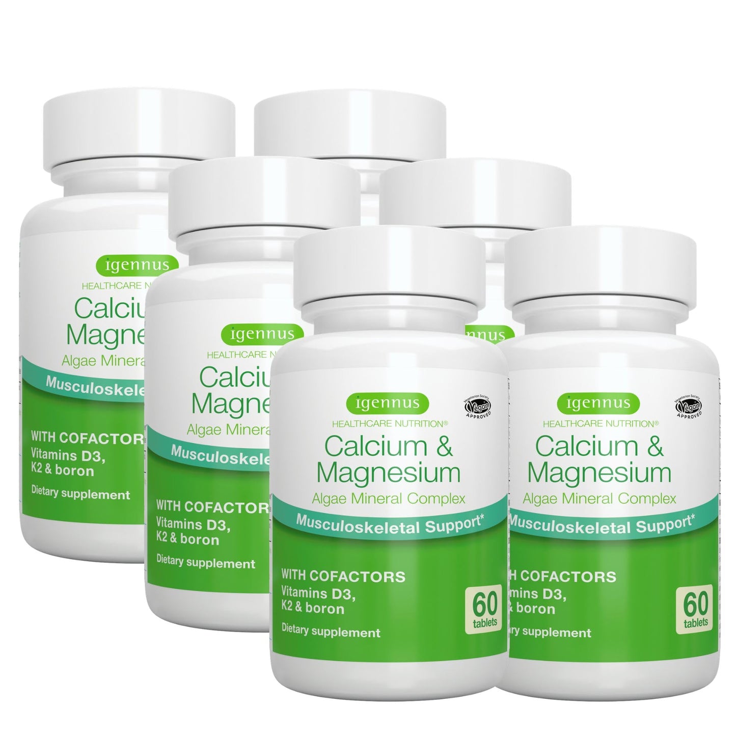 Igennus Red Algae Calcium Magnesium Complex, Comprehensive Bone Support with K2, D3 & Boron, High Absorption Minerals, Vegan & Plant Based, Non-GMO, 60 Tablets