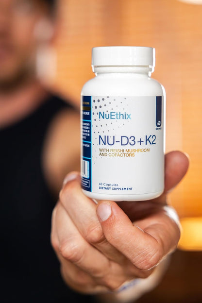 NuEthix Formulations NU-D3 + K2 - Vitamin D3 and K2 5000 iu Supplements - Packed with Reishi Mushroom, Magnesium, & Zinc - 60ct, 60 Servings - Made in USA Products Only