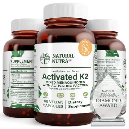 Natural Nutra Full Spectrum Vitamin K2 Supplement 75 mcg 60 Capsules | Supports Cardiovascular Health, Liver Function, Metabolic Health, Heart Health &Helps Promote Bone & Dental Health