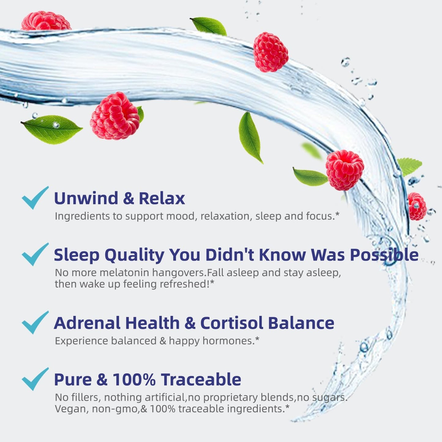 VivoNu Calm & Sleep Powdered Drink Mix Raspberry L Theanine Ksm-66 Ashwagandha Magnesium Glycinate Vitamin D 3 Supplements for Relaxation & Focus No Sugar Non GMO