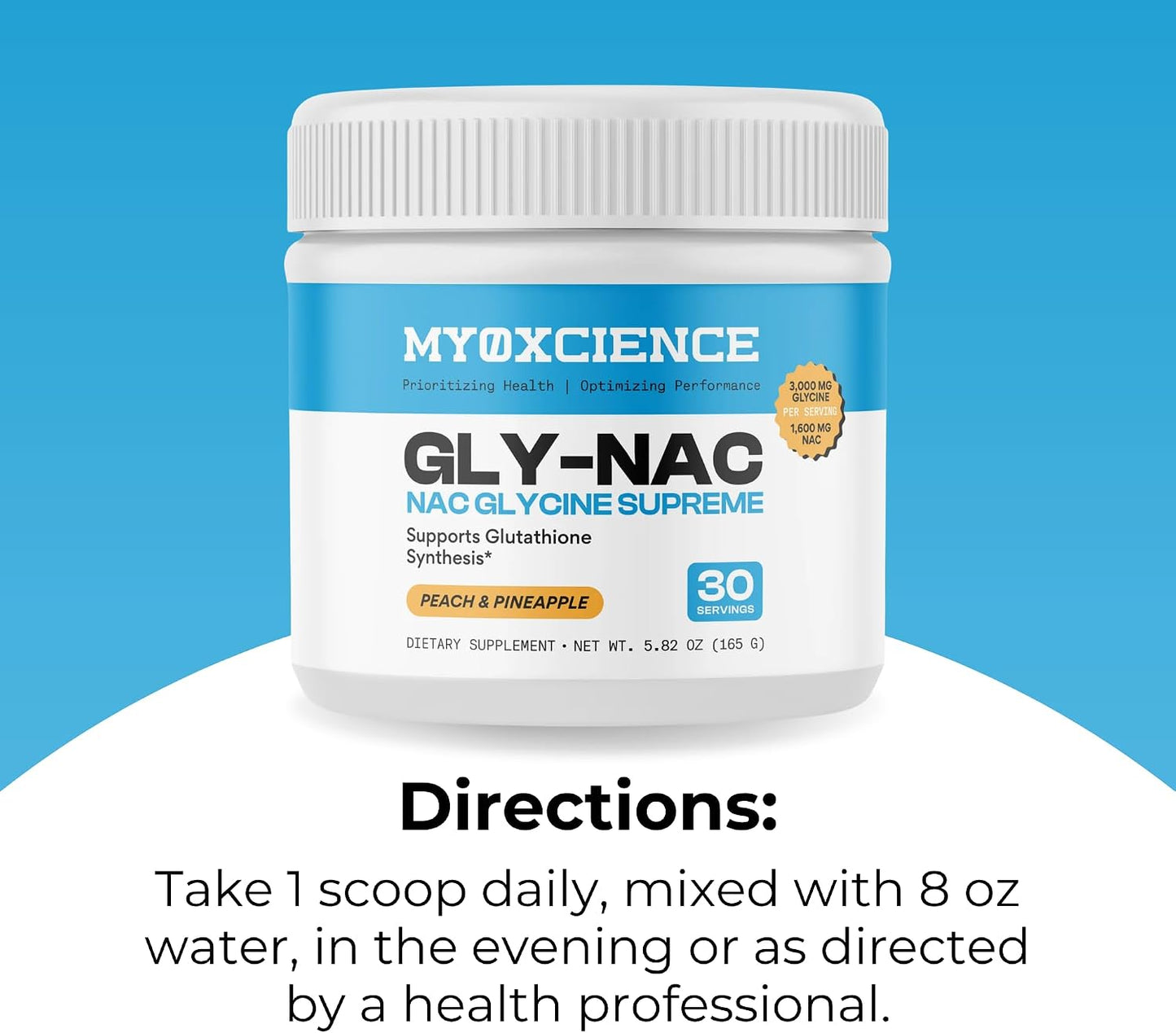 MYOXCIENCE NAC Glycine Supreme | N-Acetyl-L-Cysteine, Glycine, and Taurine Combination (Natural Peach and Pineapple Flavor) (30 Servings)