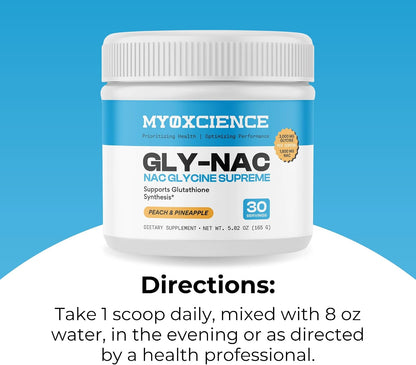 MYOXCIENCE NAC Glycine Supreme | N-Acetyl-L-Cysteine, Glycine, and Taurine Combination (Natural Peach and Pineapple Flavor) (30 Servings)