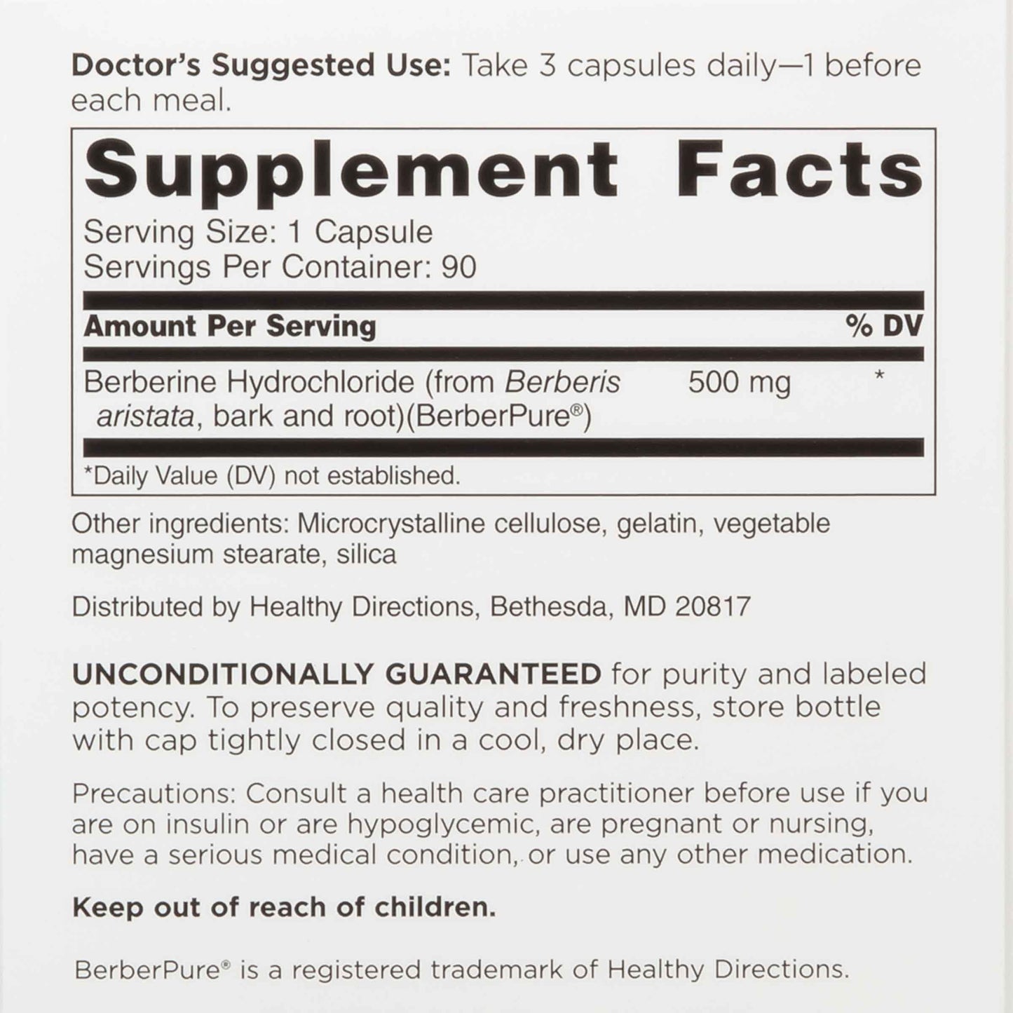 DOCTORS' PREFERRED Clinical Grade Berberine Supplement, 90 Capsules | Berberine supplement
