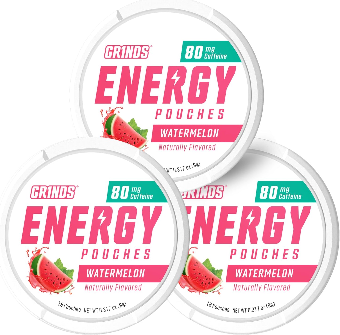 GRINDS Focus Pouches | Naturally Flavored with Nootropic Ingredients | Contains Alpha GPC and L-Theanine | Sugar-Free | 3 Pack | 18 Pouches Per Can | Blue Raspberry