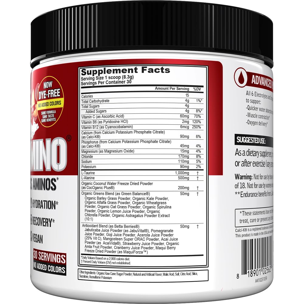 Evlution Nutrition HYDRAMINO Complete Hydration Multiplier, 6 Electrolytes, Vitamin C & B, Fluid Boosting Aminos, Coconut Water, Endurance, Recovery, Antioxidants, 30 Serve, Orange Mango (Dye Free)