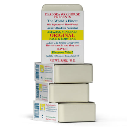 Dead Sea Warehouse - Dead Sea Salt Soap Bar - Original Face & Body Bar - Hydrating Mineral Soap for All Skin Types, Fragrance-Free - 3.5 oz