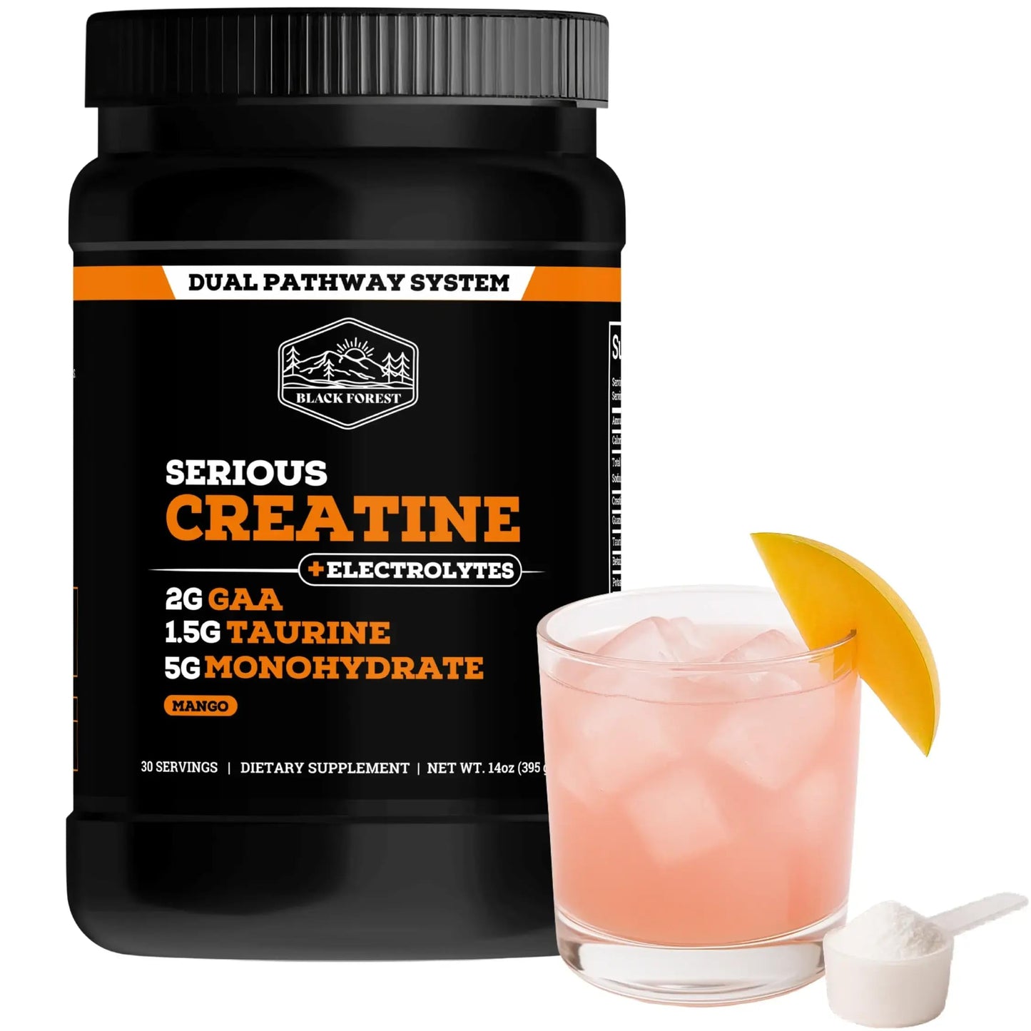 Black Forest Creatine Electrolyte Powder – 5g Creatine Monohydrate with Electrolytes for Hydration, Muscle Recovery & Strength Support – Mango Flavor Pre & Post Workout Supplement, 30 Servings