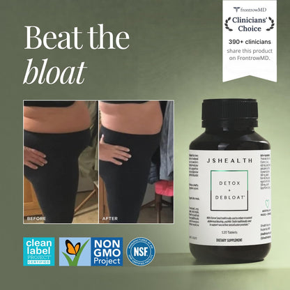 JSHealth Detox + Debloat. Bloating Relief for Women, 60 Tablets | Nutrionist-Formulated, Made with Milk Thistle, Turmeric, and Fennel. Liver Health and Gut Support.